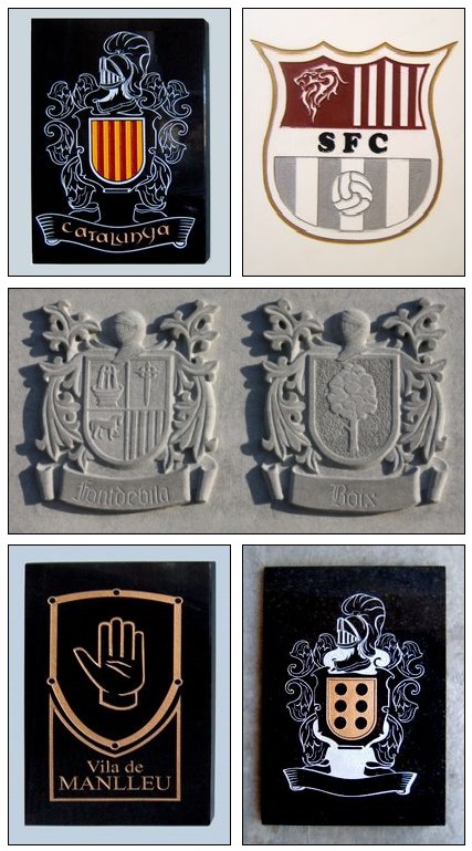 Stone and marble badges and heraldic shields