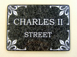 black granite street plaque